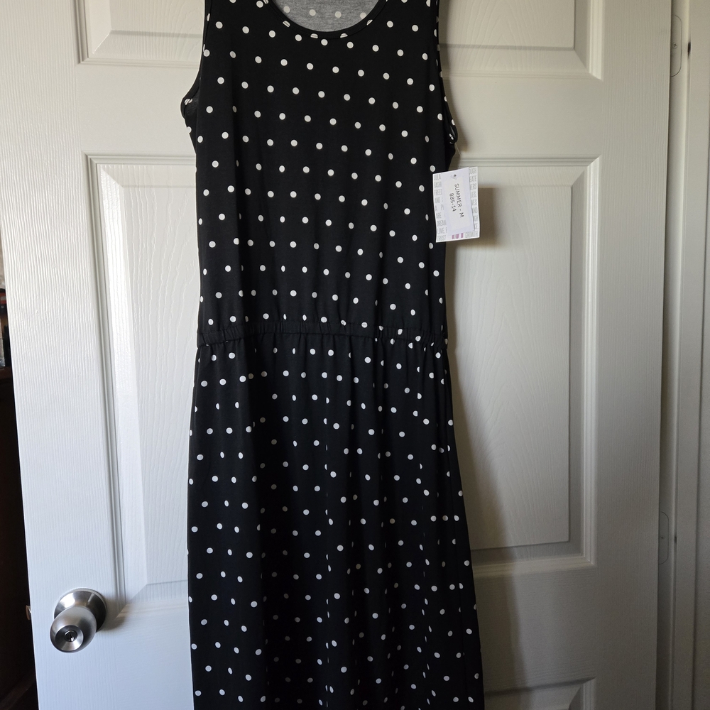LuLaRoe Black and White Polka Dot Midi Dress